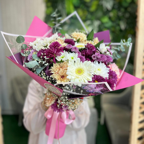 Samsun Çiçekçi Mor Pembem Kasımpatı Buketim